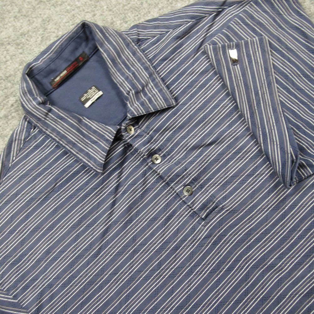 Nike Shirt Mens Extra Large Tiger Woods Striped Blue Golf Polo Fit Dry